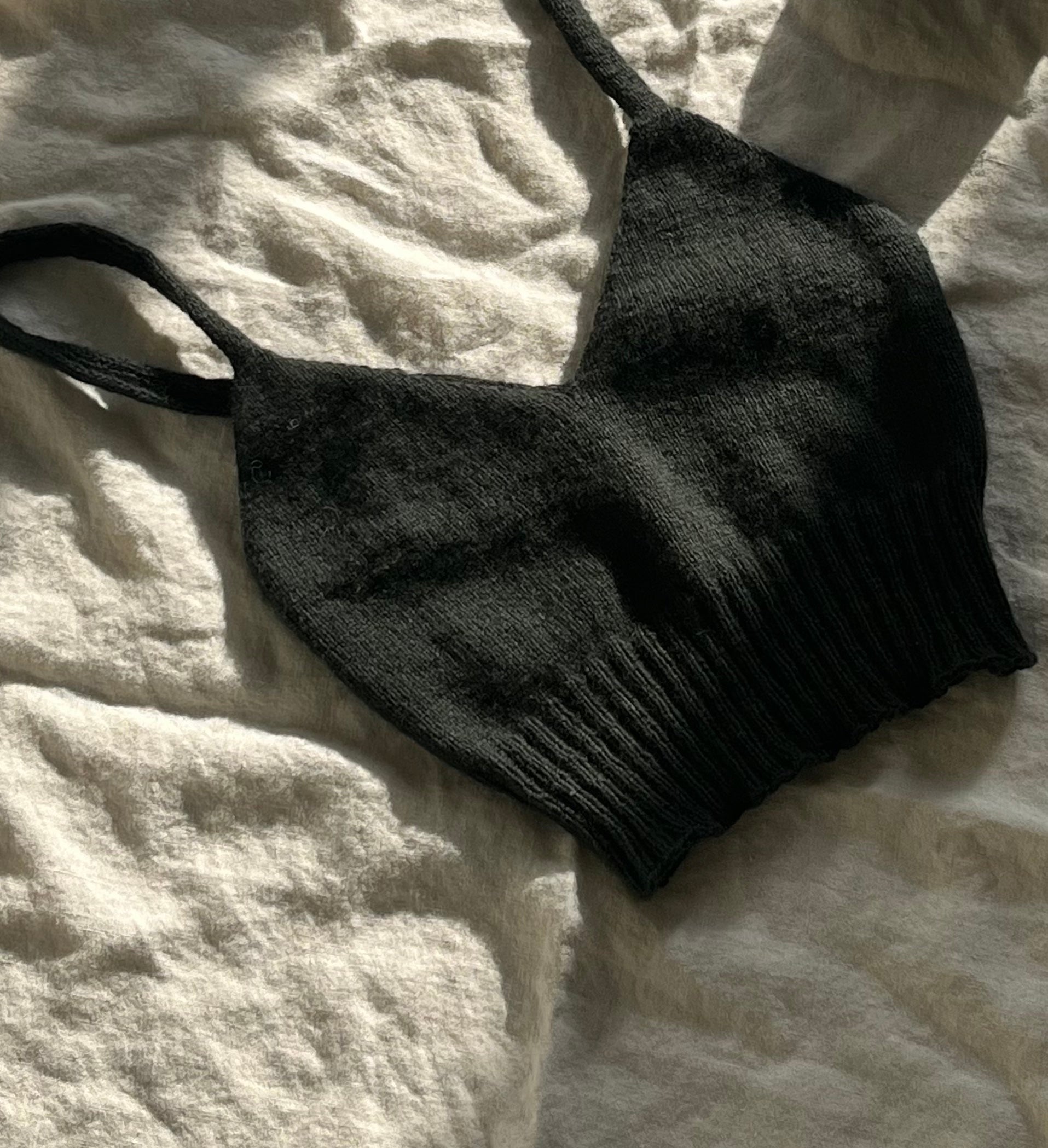 Knitted Solid Triangle Bralette - Cider